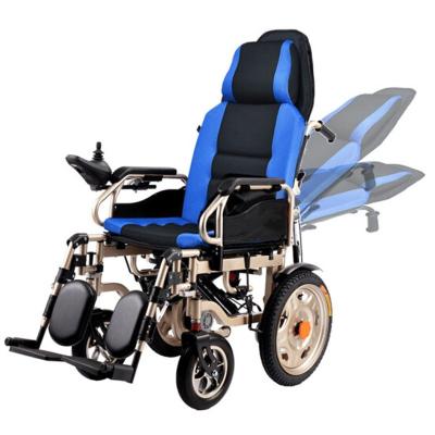 China Because-ES6003 custom export leather disabled older high back full-lying shock absorbing foldable electric wheelchair for sale