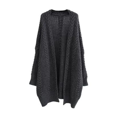 China Korean Women's Sweaters Anti-wrinkle Lazy Wind Languid Loose Thick Long Twist Jacket Yarn Sections Knitting Cardigan for sale