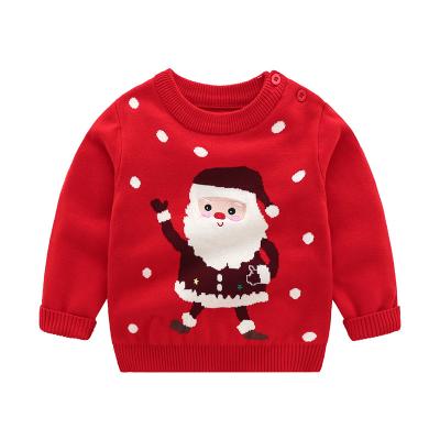 China Anti-pilling Children's Sweater Boys And Girls Cotton Knit Sweater Round Neck Cartoon Christmas Tree Top for sale