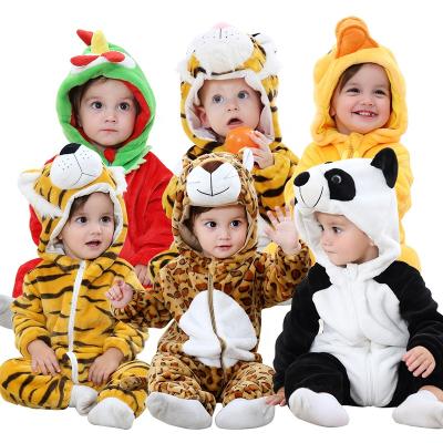 China 100% Polyester Children's Candy Color Flannel Children's Clothes Autumn Winter Newborn Baby Onesie for sale