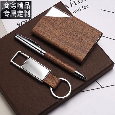 China Pen Custom logo VIP business gift promotional pen set with name card holder pen and key chain for sale