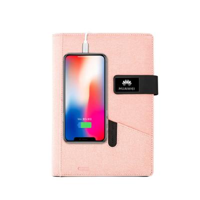 China Wholesale Pink Hardcover Book Power Bank Notebook With USB Notebook Organizer Wireless Charging Agenda for sale