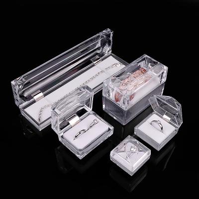 China Classic Elegant Luxury Cardboard Acrylic Crystal Crystal Earrings Storage Box Necklace Ring Set Jewelry Vintage Jewelry Boxes for sale