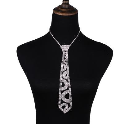 China FASHIONABLE High Quality Elegant Popular Rhinestone Tie Body Chain Crystal Necklace For Man for sale