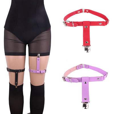 China Punk FUXI wholesale and retail charm garter belt leather socks cut the wind leather leg punk garters for sale