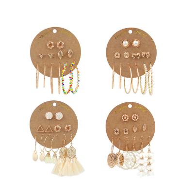 China FASHIONABLE wholesale and retail new boho gold large earrings fringe earrings set in 6 pairs for sale