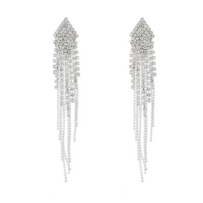 China Hot-Sell CLASSIC Handmade Wedding Party Crystal Rhinestone Large Pageant Earrings for sale