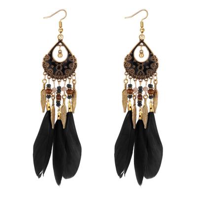 China Bohemia Bohemia Vintage Metal Fabric Statement Tassel Earrings For Women for sale