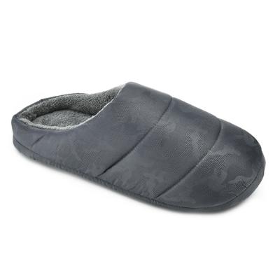 China Camouflage Lightweight Soft Warm Pique Nylon Down Memory Foam Slippers Waterproof Indoor Men Anti Slippers Winter Slip On Slippers for sale