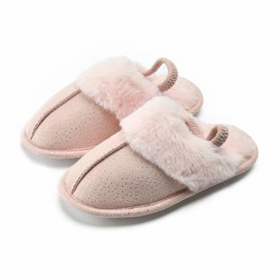 China Cute Pink Cat Velor Girls Mule Slipper Sandal Shoes Thermal Fashion With Back Kids Slippers For Girls for sale