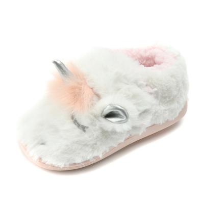 China Wholesale Little Girl 3D Unicorn Soft Bottom Winter Novelty Thermal Cute Slippers Slip On For Kids for sale