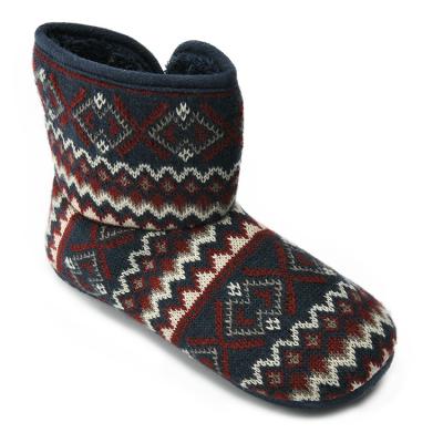 China Thermal Winter Fairisle Warm Soft Sole Jacquard Knit Slipper Unisex Indoor Boots For Men for sale