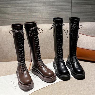 China Fashion Trend 1:1 New Top Quality Women's Boots Are Zipper Black Martin Women's Thigh-Thick And Lace-up Non-slip Boots for sale