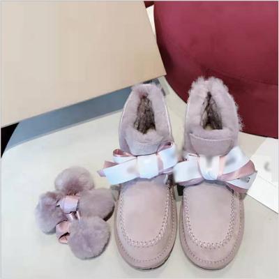 China 2021 Fashion Trend Wholesale Winter Women's Snow Boots Ankle Winter Boots Bow Lady Fashion Short Fluff Girls Boots for sale