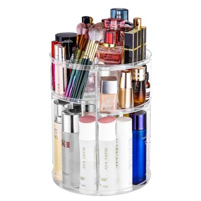 China 2021 Sustainable Luxury 360 Degree Rotating Adjustable Clear Make Up Cosmetics Storage Organizer for sale