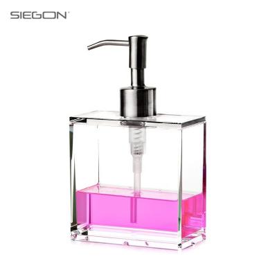 China Sustainable Empty Acrylic Liquid Soap Dispenser Bottles 400ML Square Rectangle Round Manual Hand Sanitizer With Pump For Bathroom Home for sale