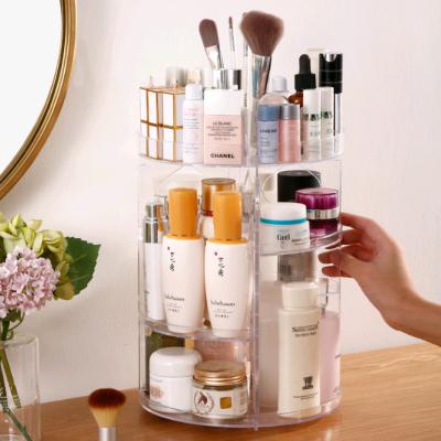 China Modern 360 Degree Rotating Plastic Storage Box Make Up Organizer Household Items for sale