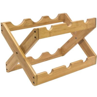 China Sustainable Bamboo Foldable Countertop Display Wine Rack for sale