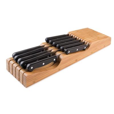 China Viable bamboo knife rack knife rack drawer inserted into the knife rack plus the slot for the sharpener for sale