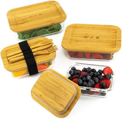 China China Products Bamboo Lid With Glass Plastic Box, Bamboo Cover Glass Storage Tub, Office, Home Kitchen for sale