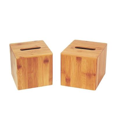 China CLASSIC Bamboo Square Organizer Tissue Box Lid Case Cover Box Napkin Holder Stand for sale