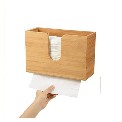 China Modern Bamboo Paper Towel Dispenser Wall Mount Paper Towel Holder For C-Fold Trifold Z-Fold Multifold Hand Towels for sale