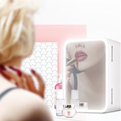 China 8L Thermoelectric Skin Care Small Portable Cosmetic Refrigerator Glass Mirror Door Display Bedroom Fridge Mini Fridge for sale