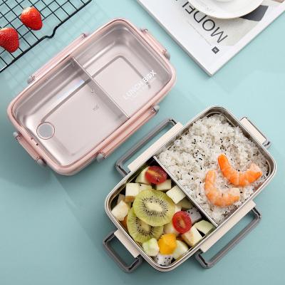 China Steamable Manufacturer Insulated Food Packaging Bento Stainless Steel Storage Container Bowls with 2 Compartments for sale