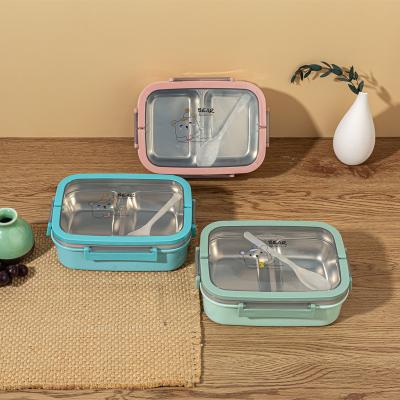 China Microwavable Portable Round Rectangle Shape 304 Stainless Steel Cartoon Sealed Kids Bento Box Kids Food Insulation Thermal Lunch Box for sale