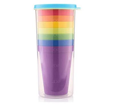 China Viable Unbreakable Reusable Plastic Tumblers Juice Drinkware Water Bottle Rainbow Travel Beverage Cups for sale