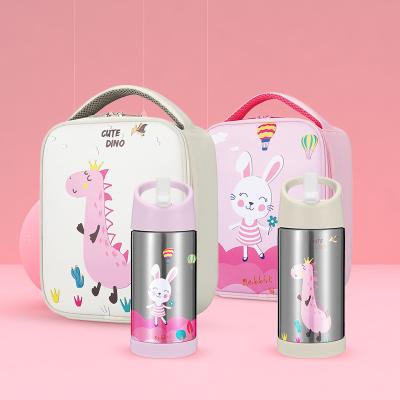 China 2021 Fashion Sustainable Thermal Insulated Kids Lunch Bag And Double Wall Stainless Steel Vacuum Water Bottle for sale