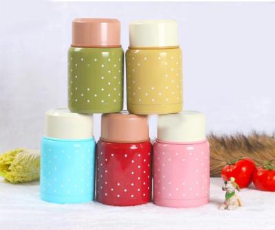 China OEM New Items Microwavable Custom Printing 350ml Double Wall 304 Stainless Steel Food Storage Portable Colorful Thermal Jars With Spoon for sale