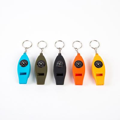 China Multifunctional 4 in 1 multifunctional whistle price supply cheap compass, thermometer, magnifying glass, whistle for sale