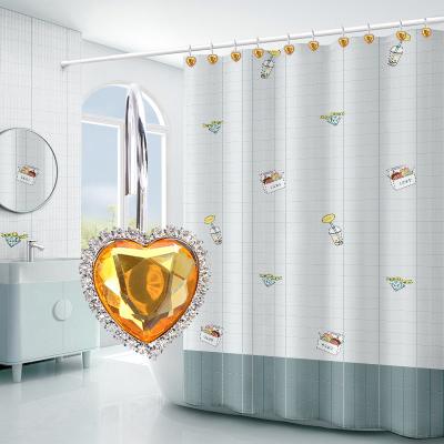 China 2022 Modern Luxury Diamond Acrylic Crystal Heart Design Shower Curtain Hooks New Home Decorative Bathroom Accessories for sale