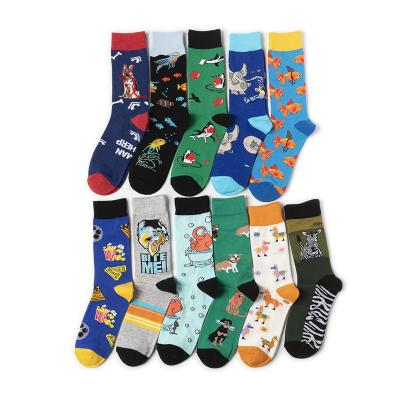 China SX antibacterial dropshipping custom mens comics logo funny cartoon crew socks wholesale crazy superhero happy socks design high quality for sale