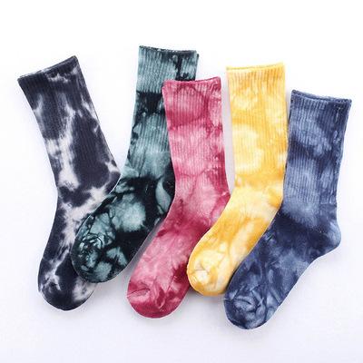 China OEM Wholesale Fashion SX Dip Dye Colorful Casual Crew Cotton Sporty Tie Dye Sports Socks Women for sale