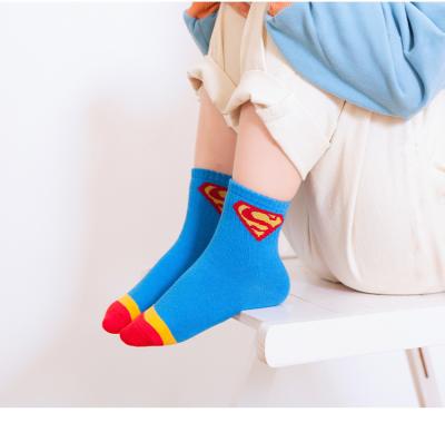 China OEM Shunxin Wonder Soft Touch Silicone Rubber Cotton Baby Superhero Socks Antibacterial Fashion Bulk Kids Socks For Boys Customized Cute Socks for sale