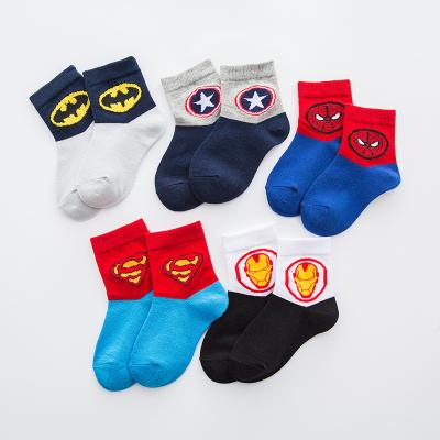 China Shunxin Marvel Superhero Series Little Boys Antibacterial Cartoon Socks Design Logo Cotton Kids Socks Soft Touch Silicone Rubber Customized Socks for sale