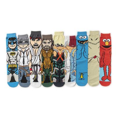 China Wholesale Fashion Hero Cartoon Trend News Shunxin Mid Calf Length Cotton Men Worsted Skateboarding Happy Socks School Athletic Socks for sale