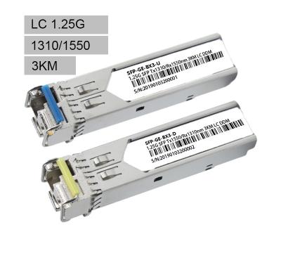 China FTTX 1.25G Bidi Single Mode Dual Fiber 1310nm / 1550nm 3km SFP Module for sale