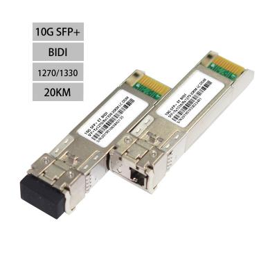 China FTTX 10G WDM BIDI SFP+ LC Connector 20km BIDI 1270nm/1330nm Converter SFP Module for sale