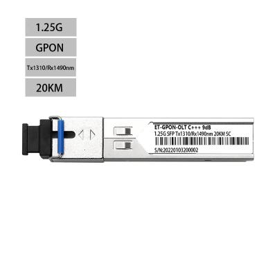 China SFP GPON 1.25G Tx 1310 / RX1490 20KM SC OLT C++ 9dB SFP Module for sale