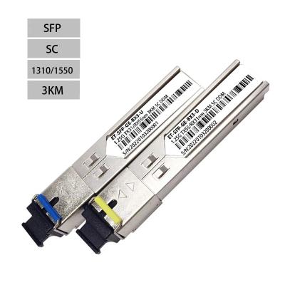 China SFP 1.25G 1310/1550nm SC 3KM BIDI SFP Module for sale