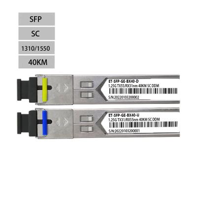 China SFP 1.25G TX RX 1310/1550nm SC 40KM BIDI SFP Module for sale