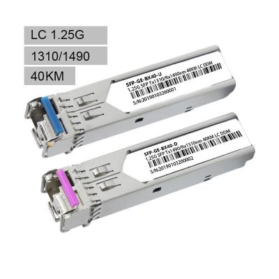 China FTTX 1.25G Bidi Single Mode Dual Fiber 1310nm / 1490nm 40KM SFP Module for sale