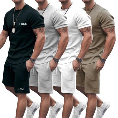 China Wholesale New Summer Breathable Men's Casual Shorts Sets Short Sleeve T-shirt Shorts Solid Men's Tracksuit Brand Clothing Sets 2 Piece Sets for sale