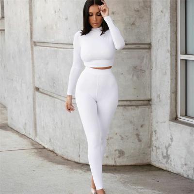 China Anti-wrinkle Women Fashion Long Sleeve 2 Piece Sports Suit Workout Breathable Sports Routine Wear for sale