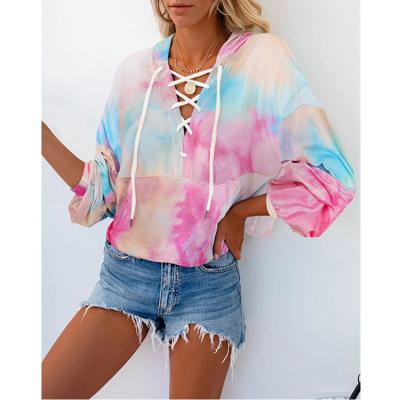 China New Breathable Tie Dye Hoodies Sweatshirts Print Rubber Sweatshirts Loose Hip Hop Oversized Hoodie for sale