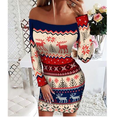 China Women Breathable Crew Neck French Cashmere A Word Collar Christmas Sweaters High Waist Sweater Winter Warm for sale