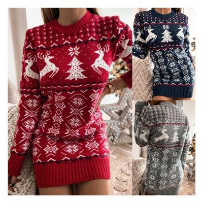 China Wholesale Breathable Round One Piece Round Skirt Women's Loose Crewneck Christmas Sweater for sale